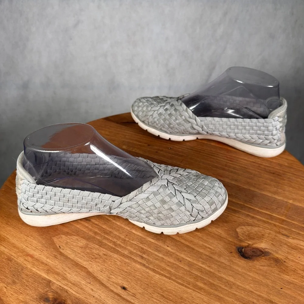 Skechers Woven Slip On Shoes Women 7 Grey Good Memory Foam 30950R Basketweave